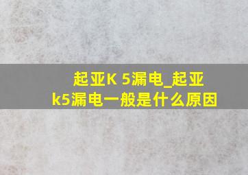 起亚K 5漏电_起亚k5漏电一般是什么原因